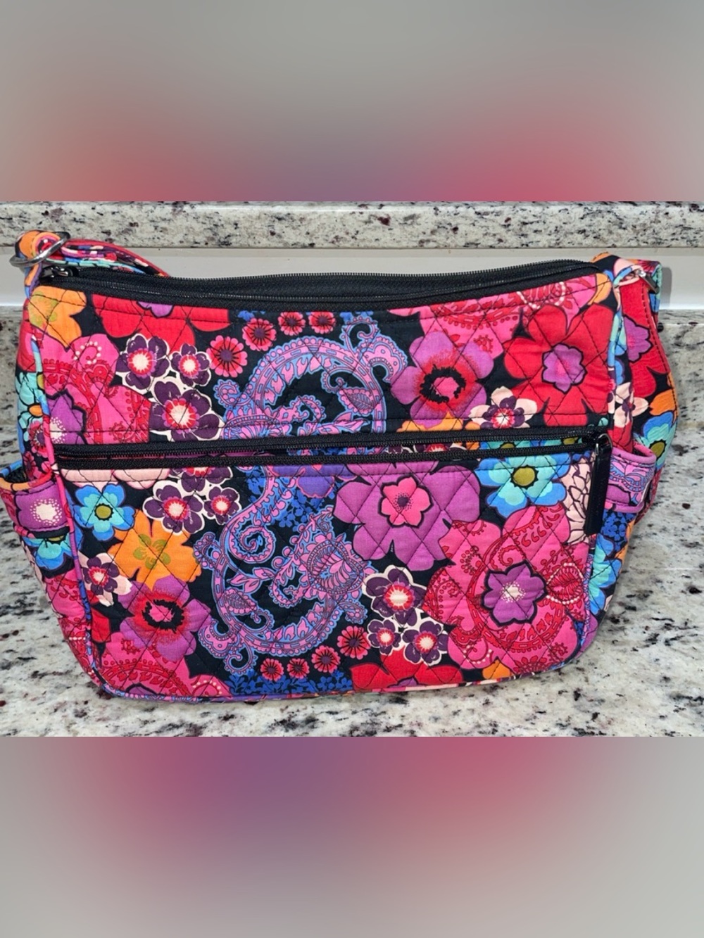 Vera Bradley Quilted Floral Crossbody in Magenta and Multicolor
